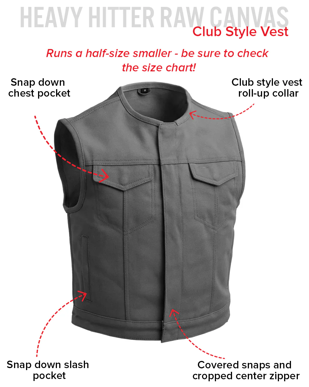 Lowside Men's Motorcycle Canvas Vest (Grey) - Image 7