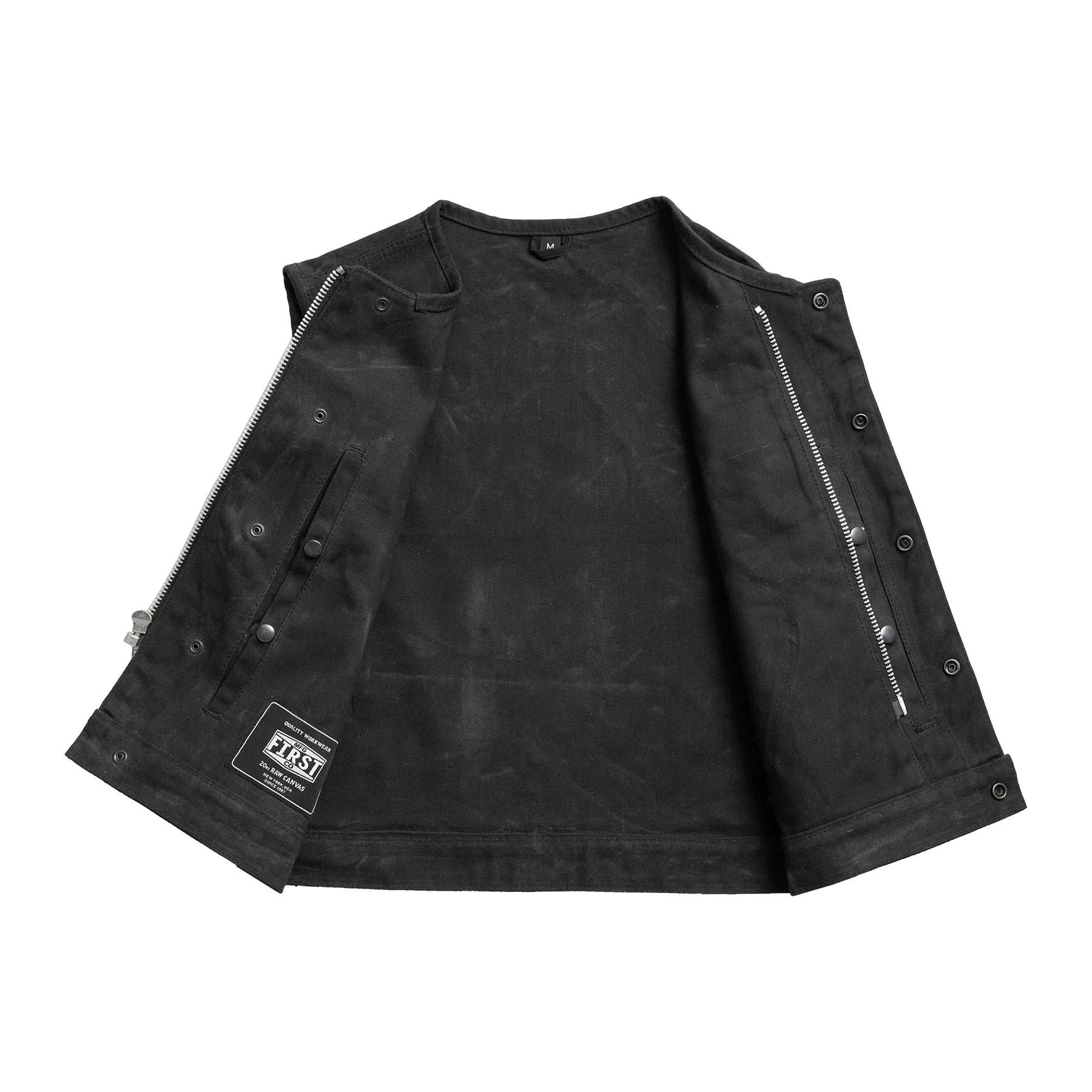 Lowside - Waxed Men's Motorcycle Canvas Vest - Image 3