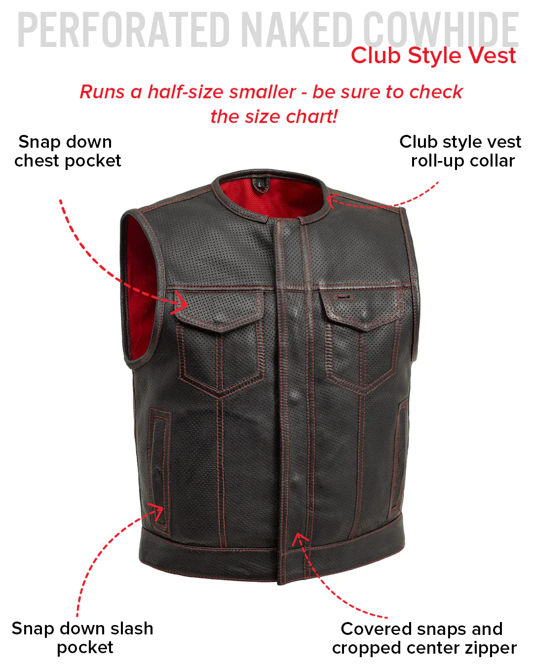 Lowside Men's Perforated Motorcycle Leather Vest - Image 27