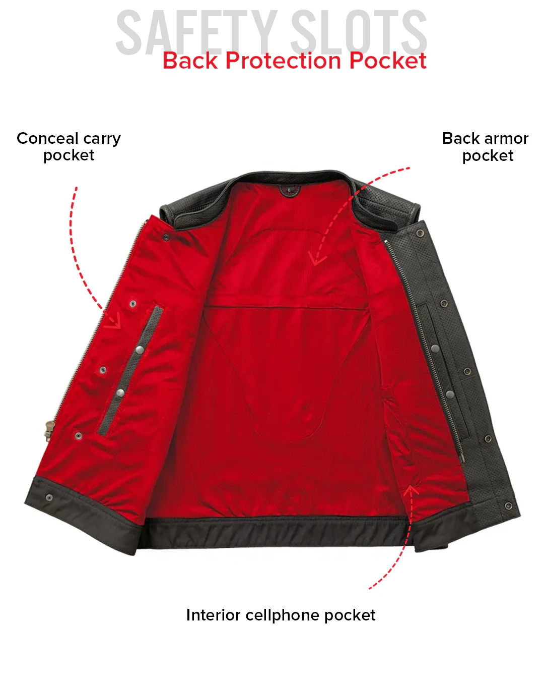 Lowside Men's Perforated Motorcycle Leather Vest - Image 28