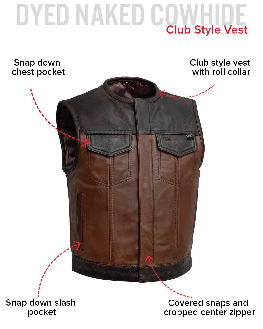 Lowside Rider Men's Motorcycle Leather Vest - Image 6