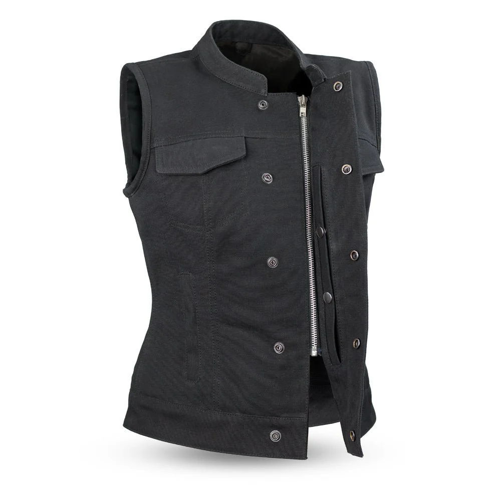 Ludlow Women's Motorcycle Canvas Vest - Image 3
