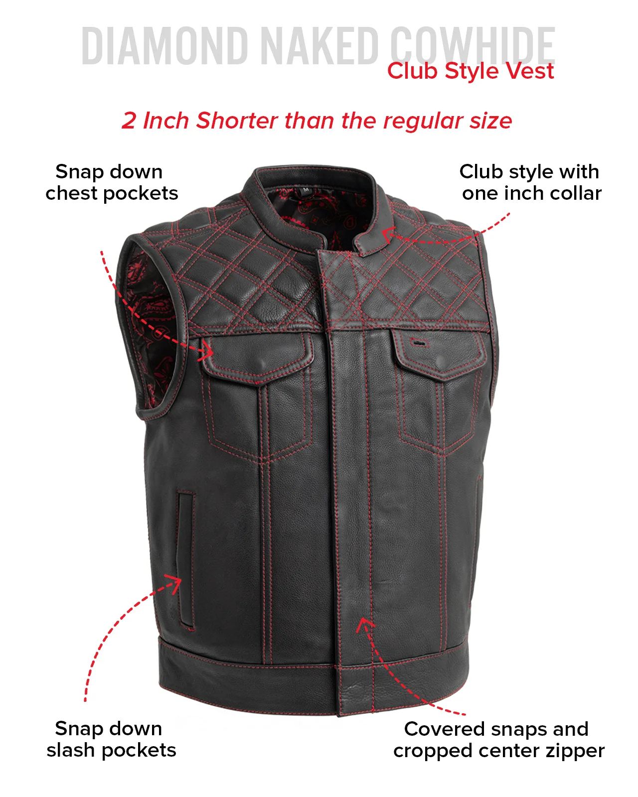 Upside Men's Club Style Leather Vest - Image 48