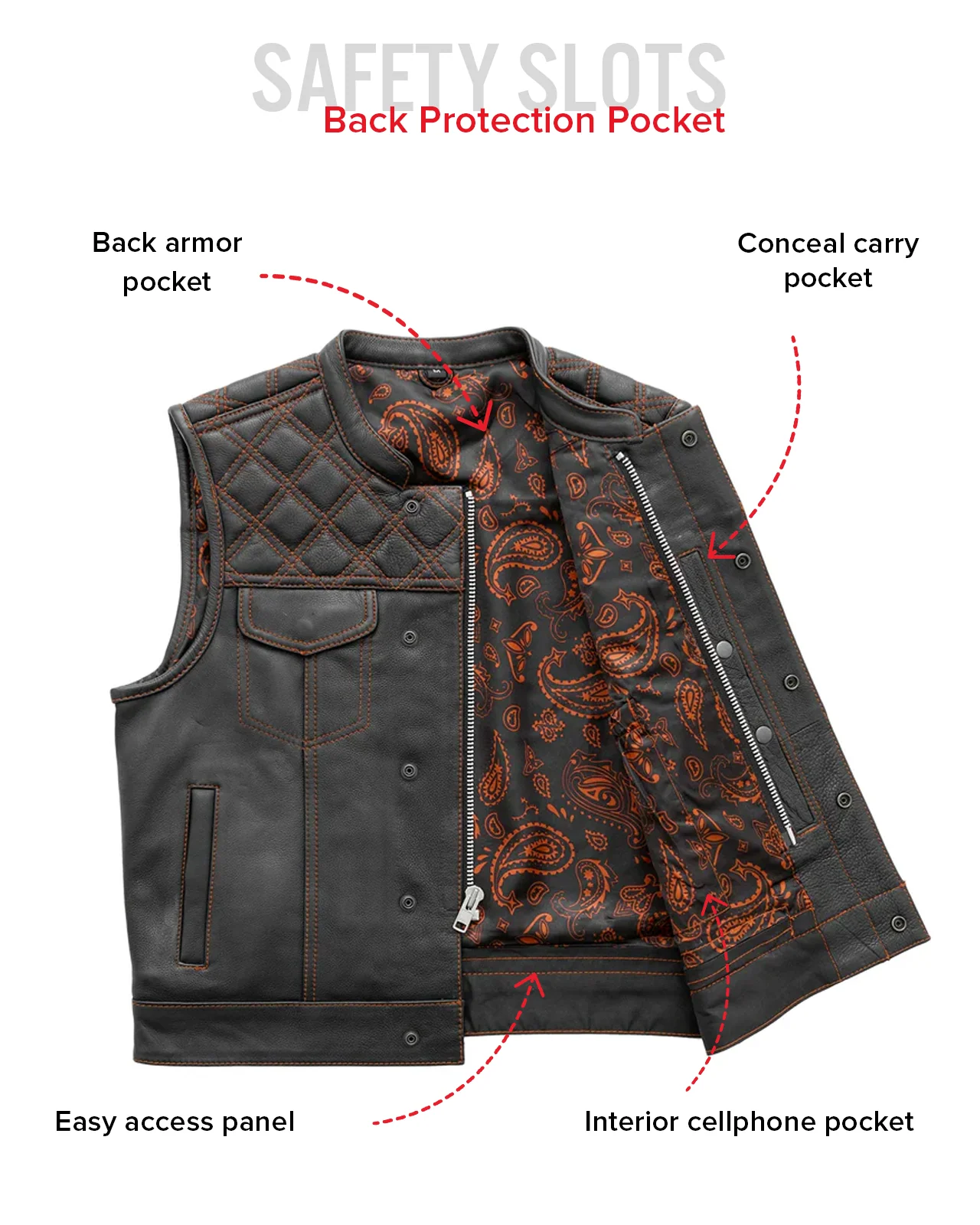 Upside Men's Club Style Leather Vest - Image 58