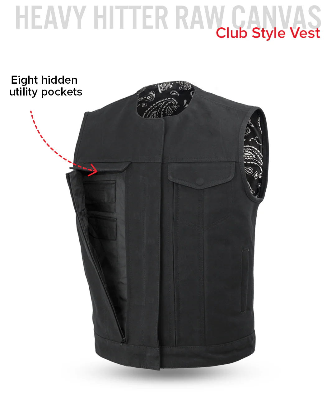 Fairfax V2 Men's Motorcycle Canvas Vest - Image 6