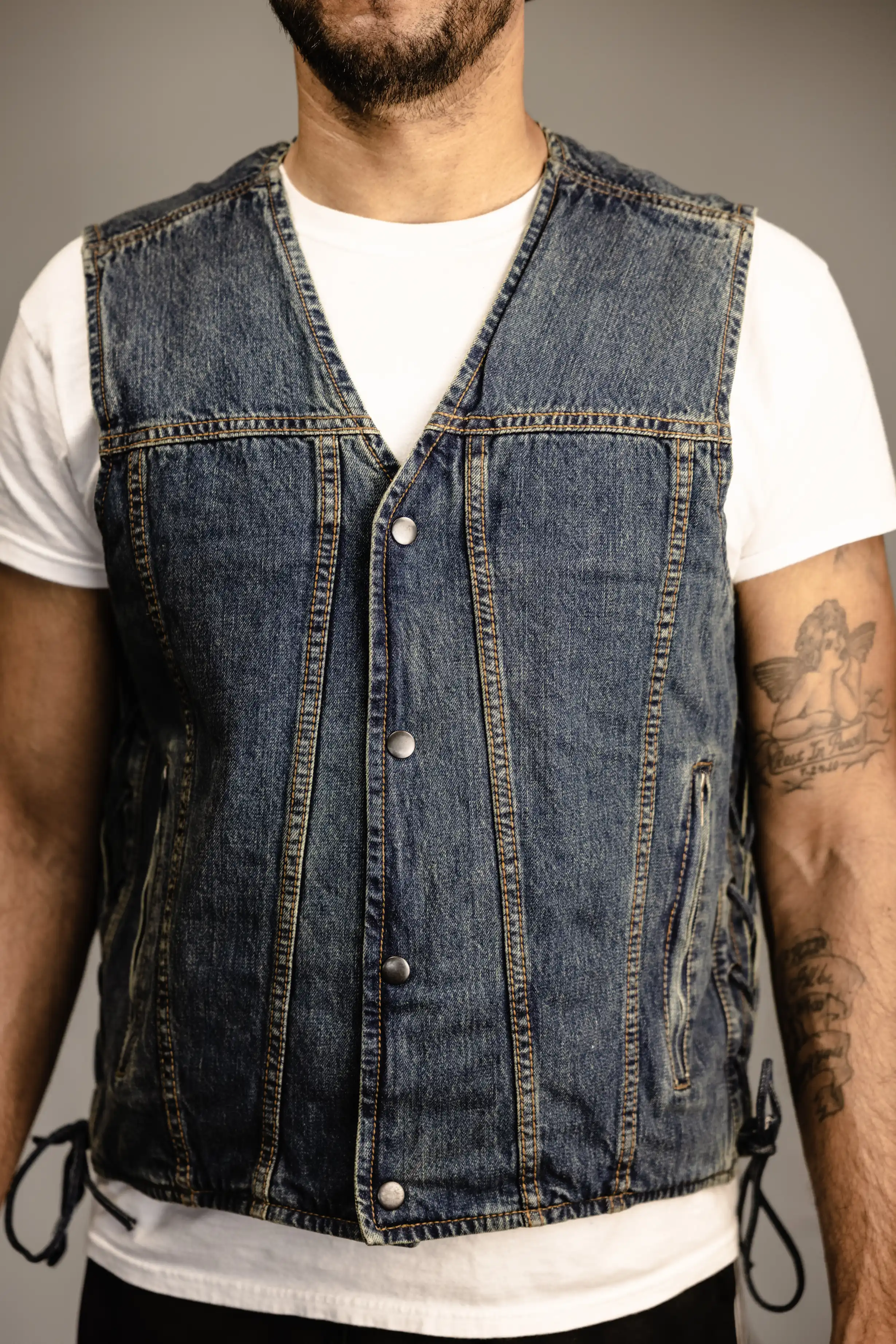 Gambler Men's Motorcycle Denim Vest - Image 10