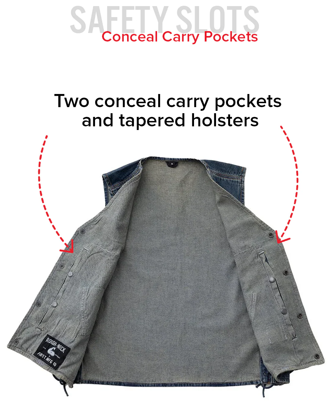 Gambler Men's Motorcycle Denim Vest - Image 7