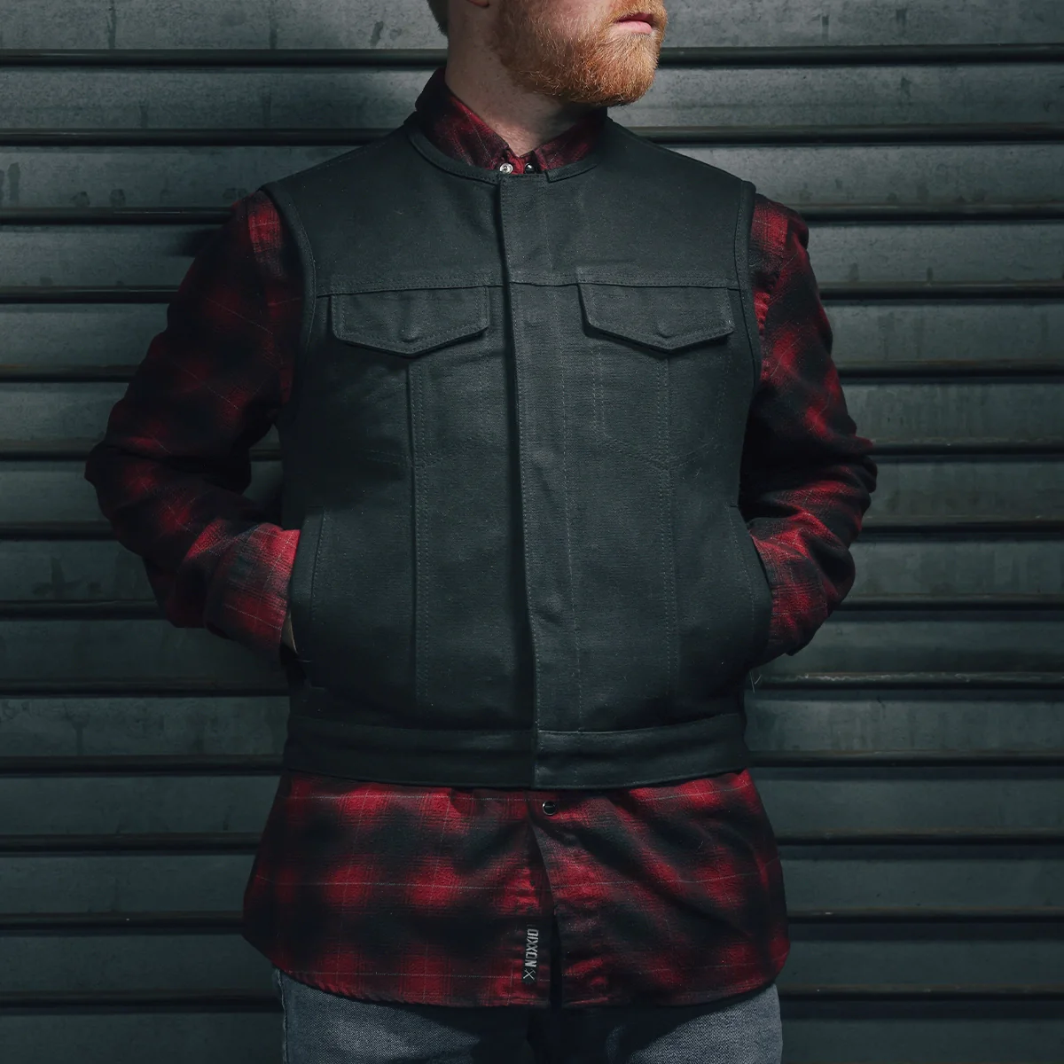 Lowside Black Men's Motorcycle Canvas Vest - Image 6