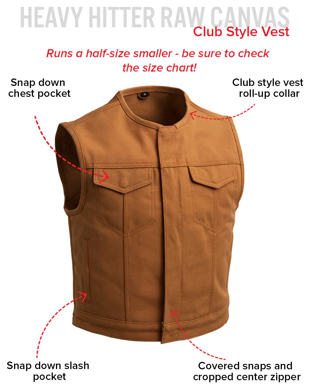 Lowside Men's Motorcycle Canvas Vest - Image 7