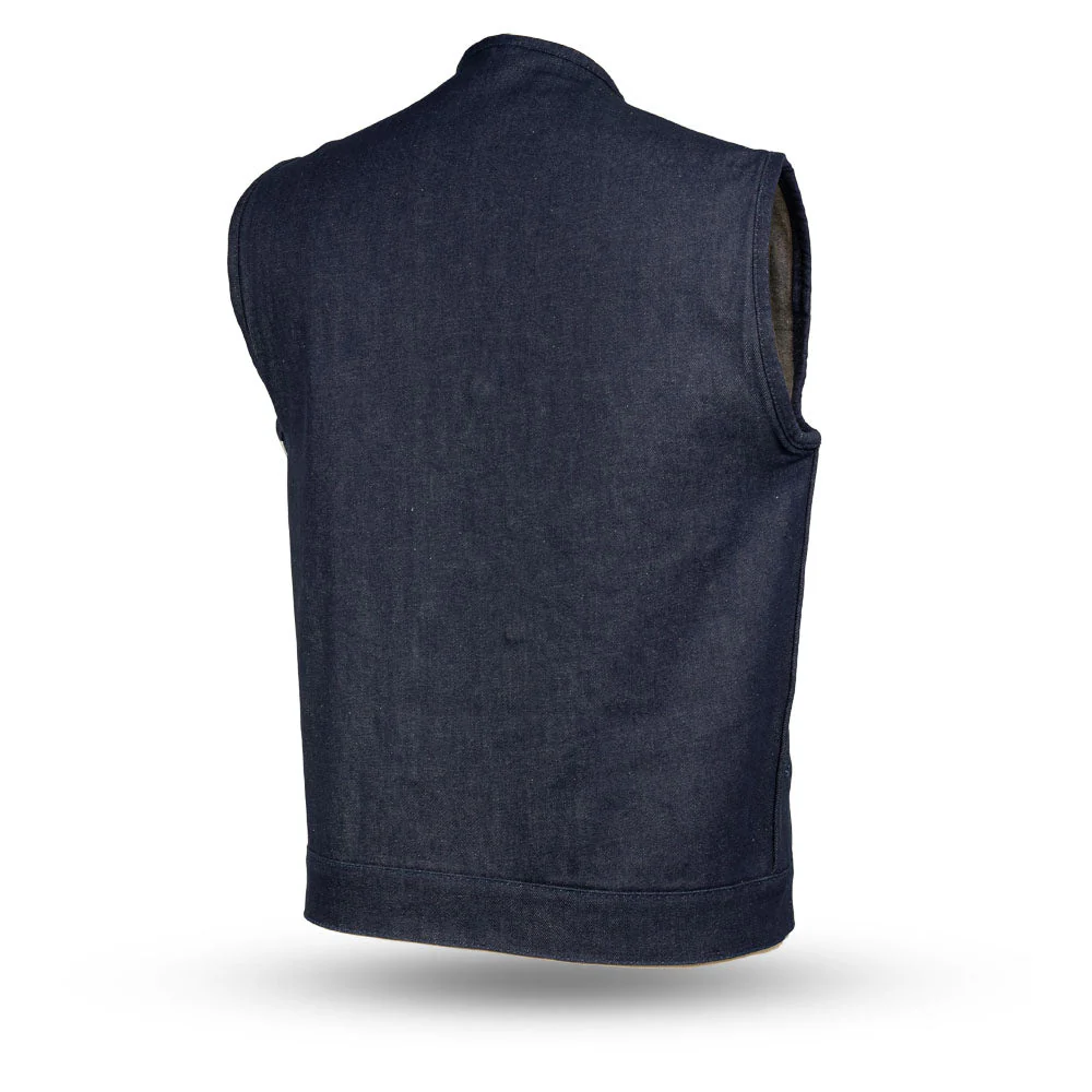 Haywood Men's Motorcycle Denim Vest - Blue - Image 2