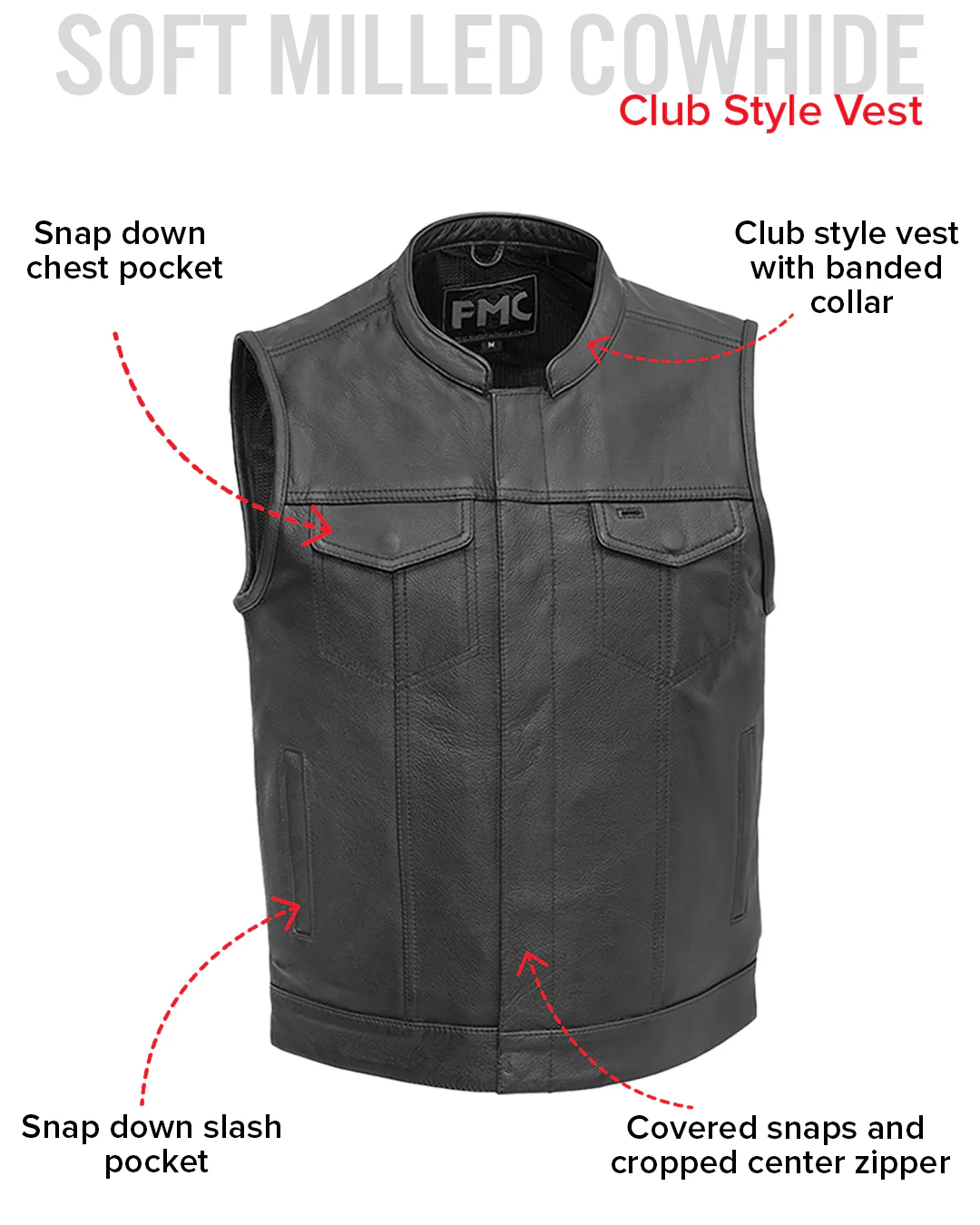 Blaster Men's Leather Motorcycle Vest - Image 9