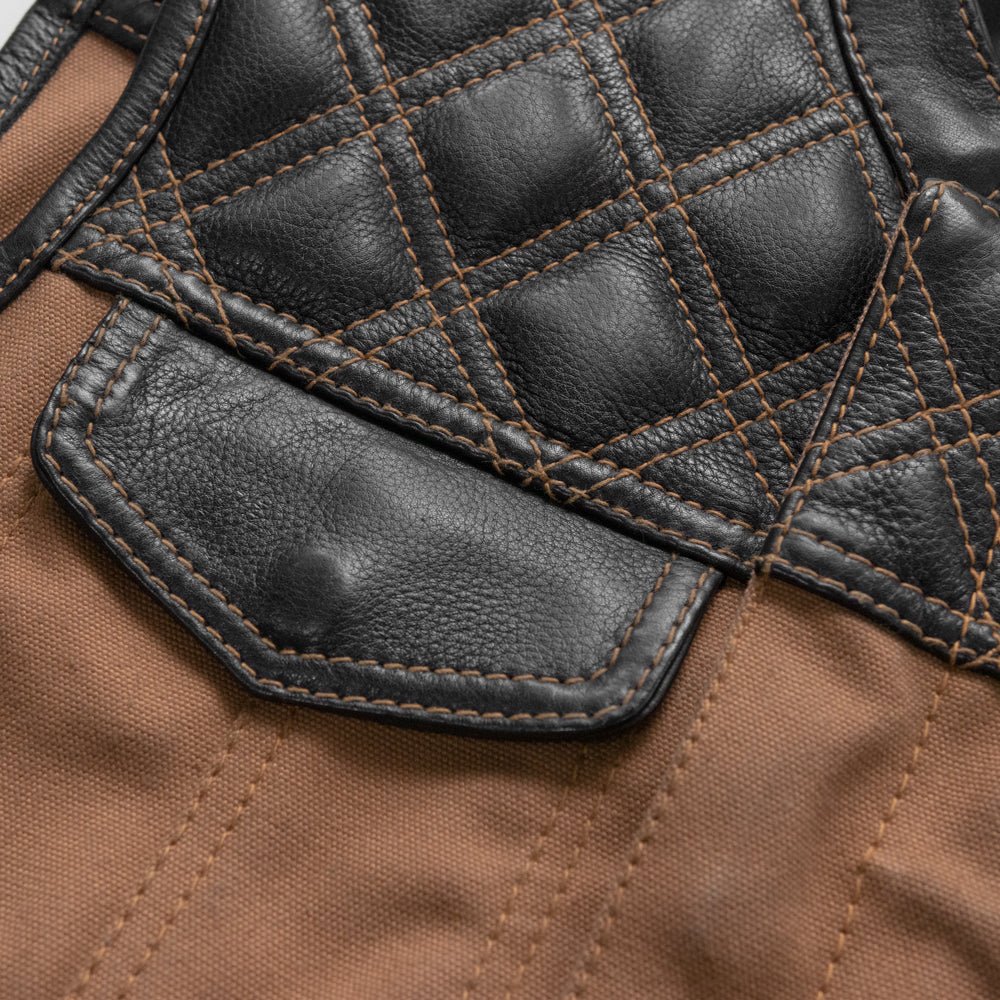Hunt Club Motorcycle Leather Canvas Vest - Image 2