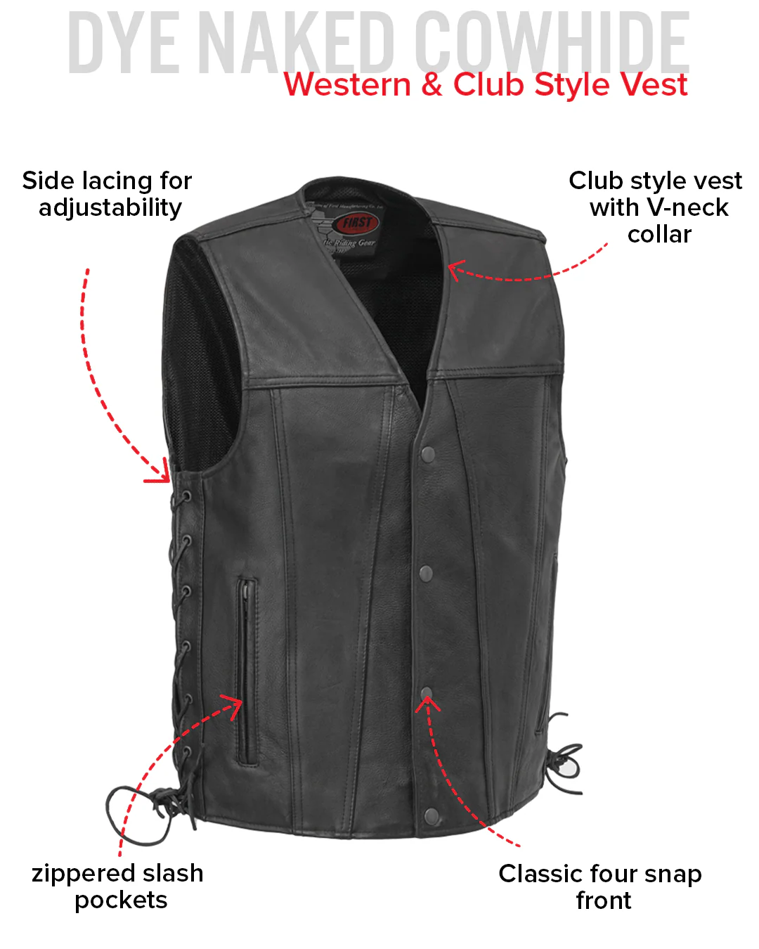 Gambler Men's Motorcycle Leather Vest - Image 6