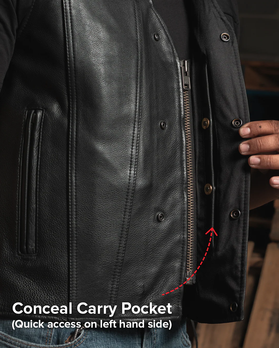 Gambler Men's Motorcycle Leather Vest - Image 8