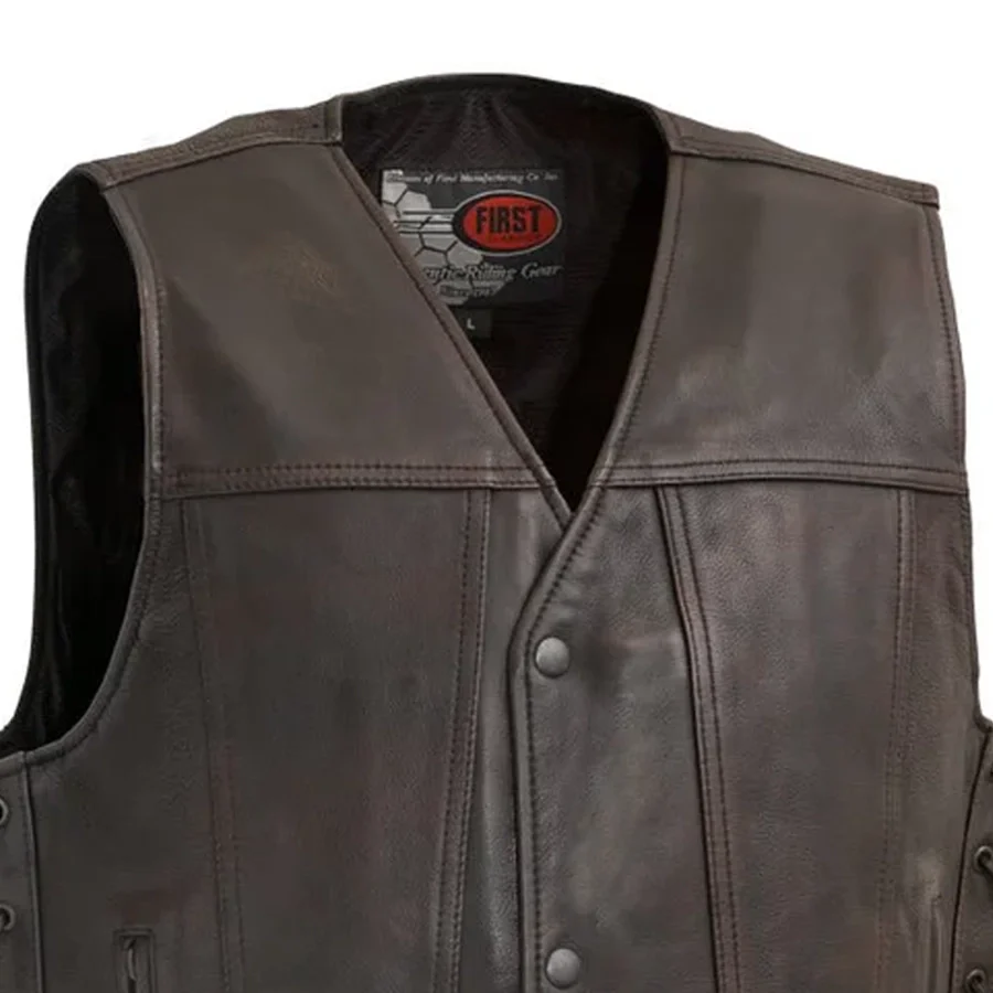 High Roller Men's Motorcycle Leather Vest - Image 10