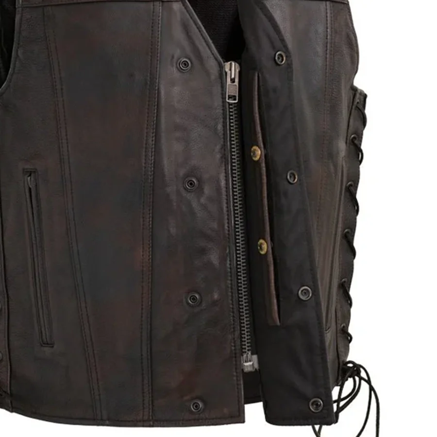 High Roller Men's Motorcycle Leather Vest - Image 11