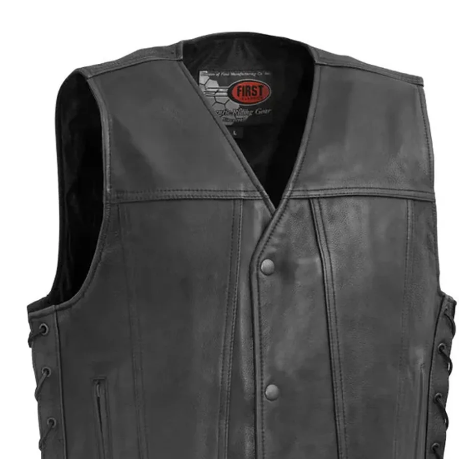 High Roller Men's Motorcycle Leather Vest - Image 5