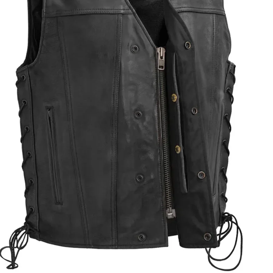High Roller Men's Motorcycle Leather Vest - Image 6