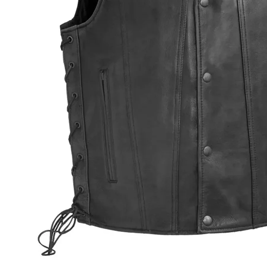 High Roller Men's Motorcycle Leather Vest - Image 7