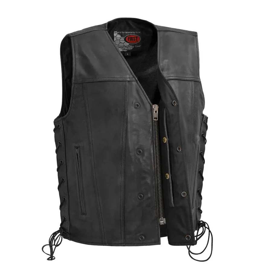 High Roller Men's Motorcycle Leather Vest - Image 8