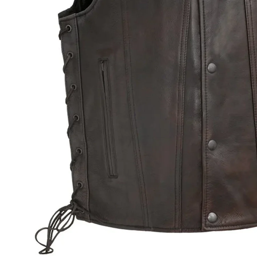 High Roller Men's Motorcycle Leather Vest - Image 9