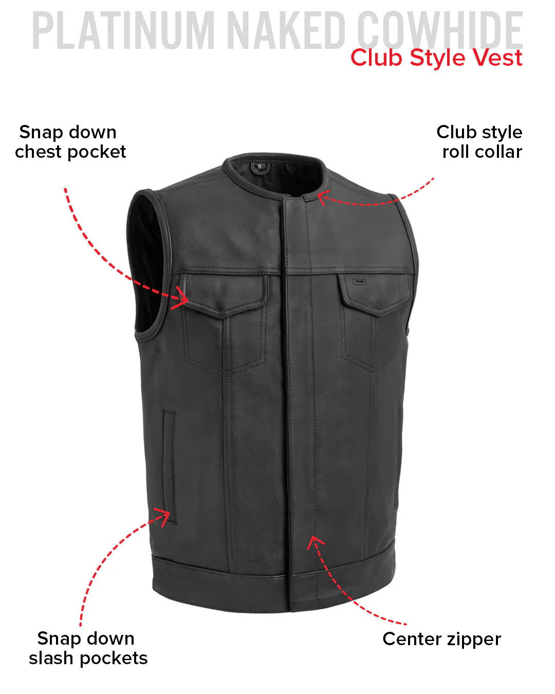Highside Men's Motorcycle Leather Vest - Image 6