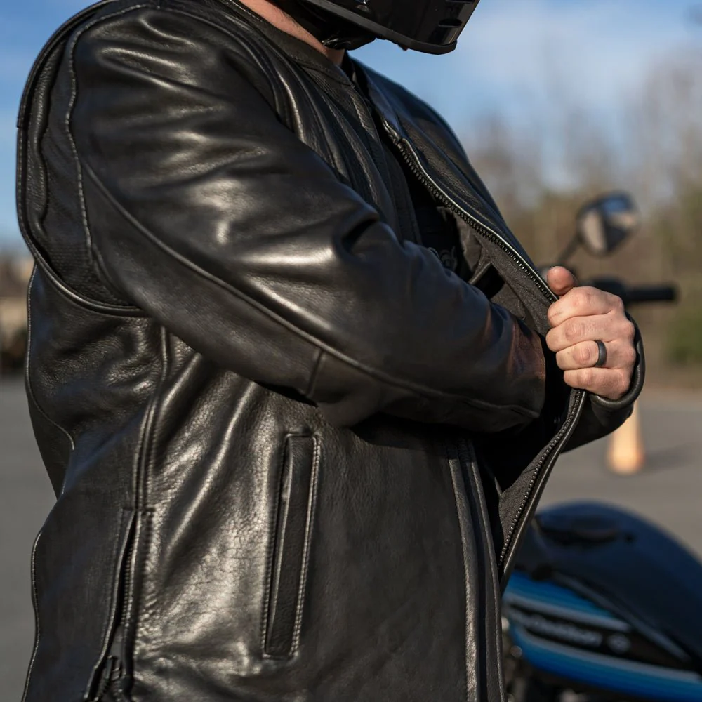 Revolt Men's Motorcycle Leather Jacket - Image 8