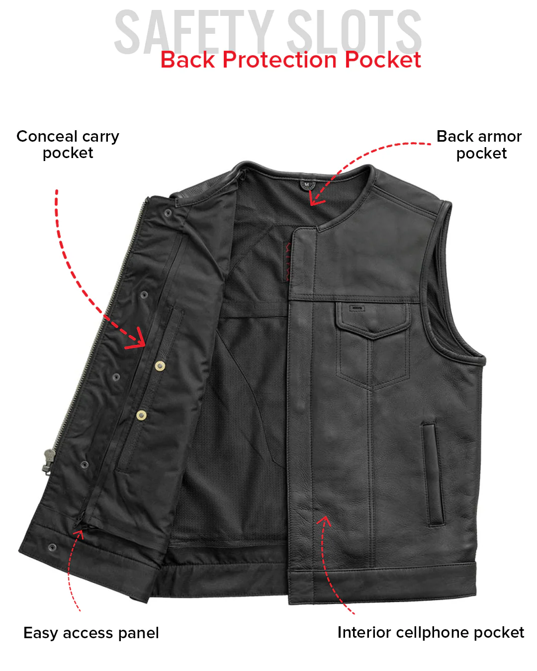 No Rival - Men's Motorcycle Leather Vest - Image 8