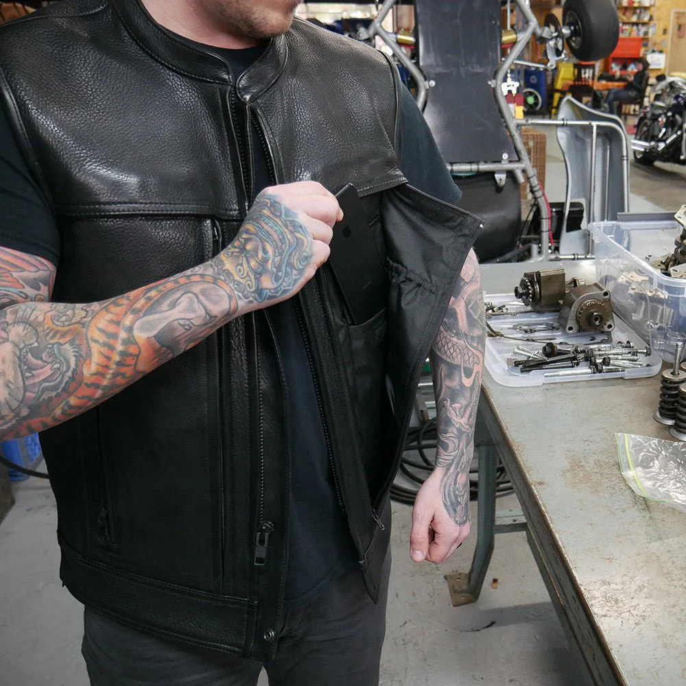 Rampage - Men's Motorcycle Leather Vest - Image 7