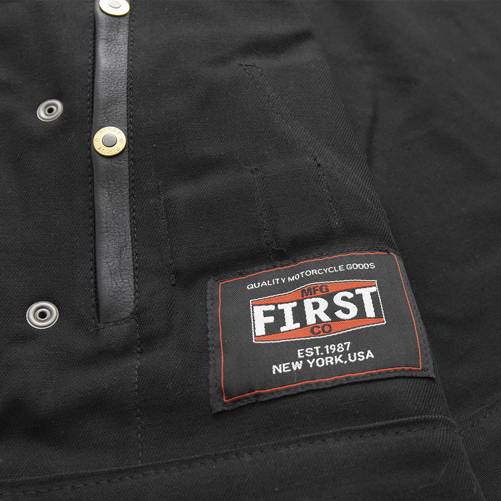 Lowrider Men's Motorcycle Leather/Twill Vest - Image 4