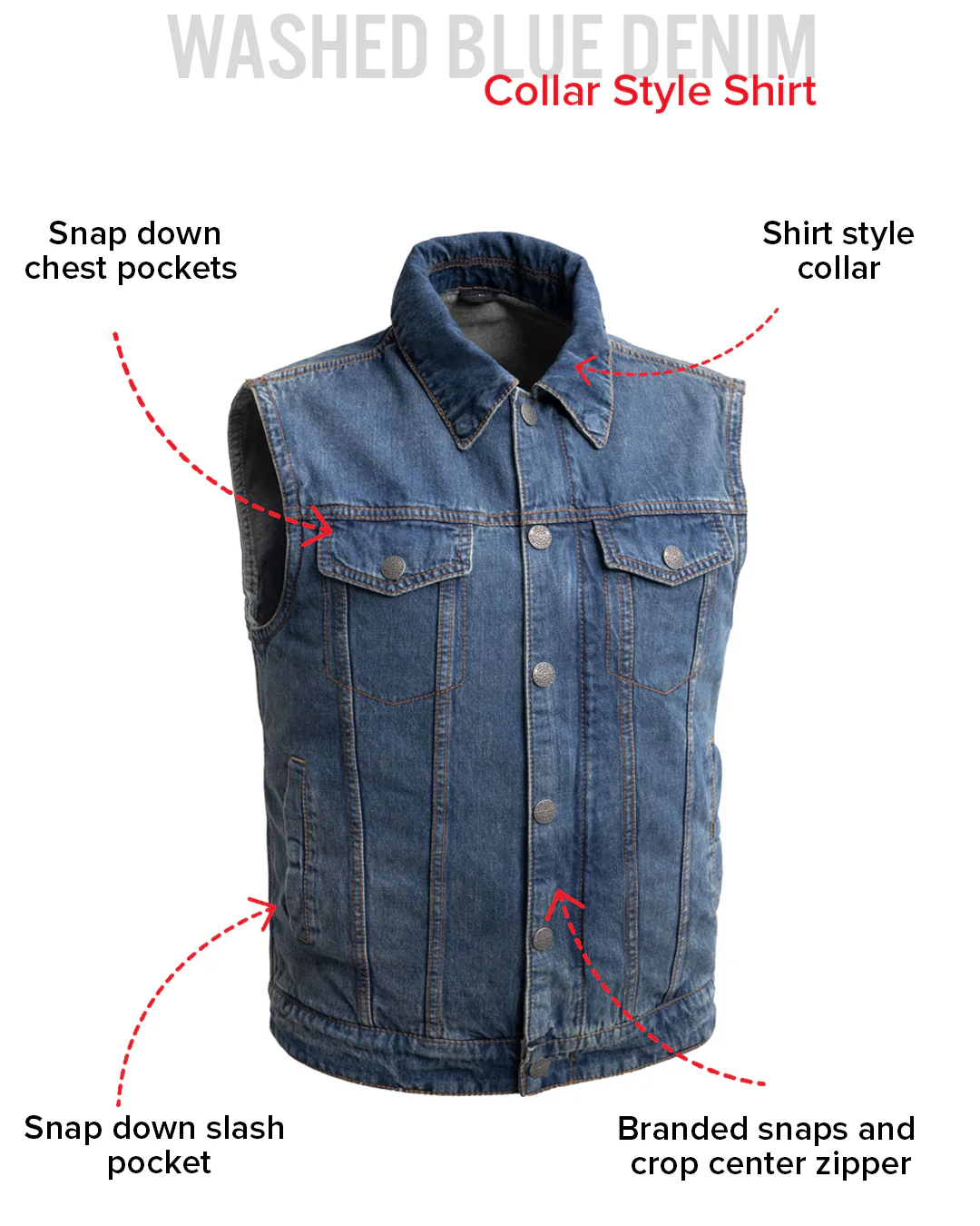 Showdown Motorcycle Lightweight Denim Vest - Image 6