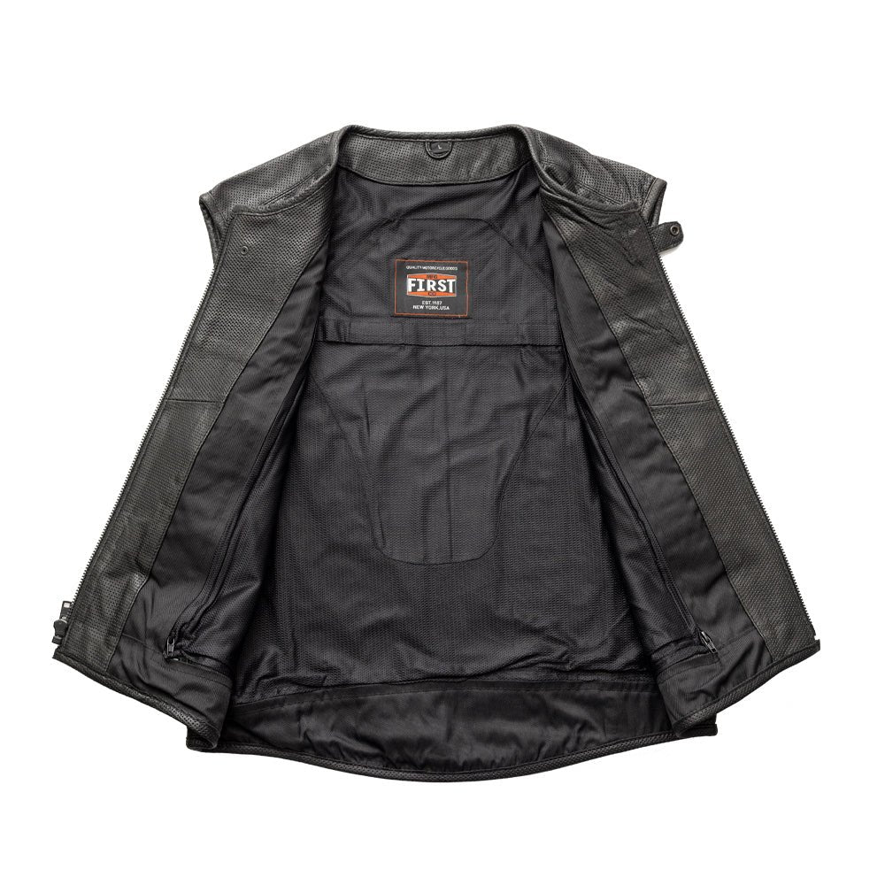Raceway - Men's Motorcycle Perforated Leather Vest - Image 4