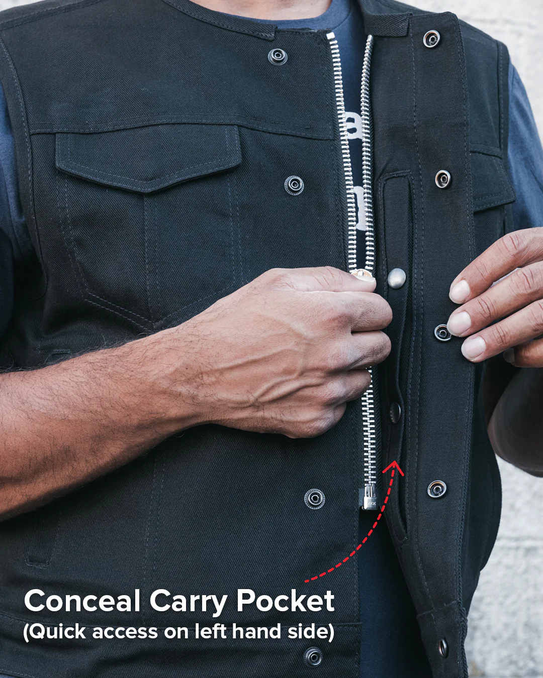 Lowside Men's Motorcycle Twill Vest - Image 10