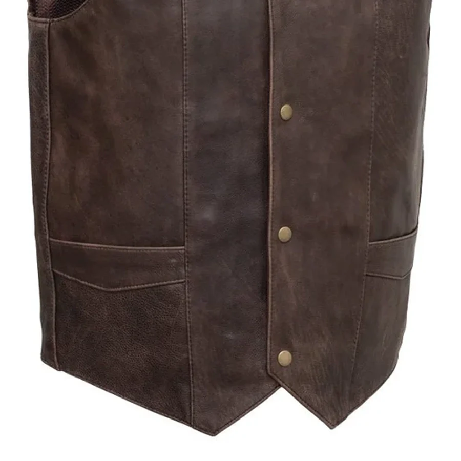 Texan Men's Motorcycle Western Style Leather Vest - Image 10