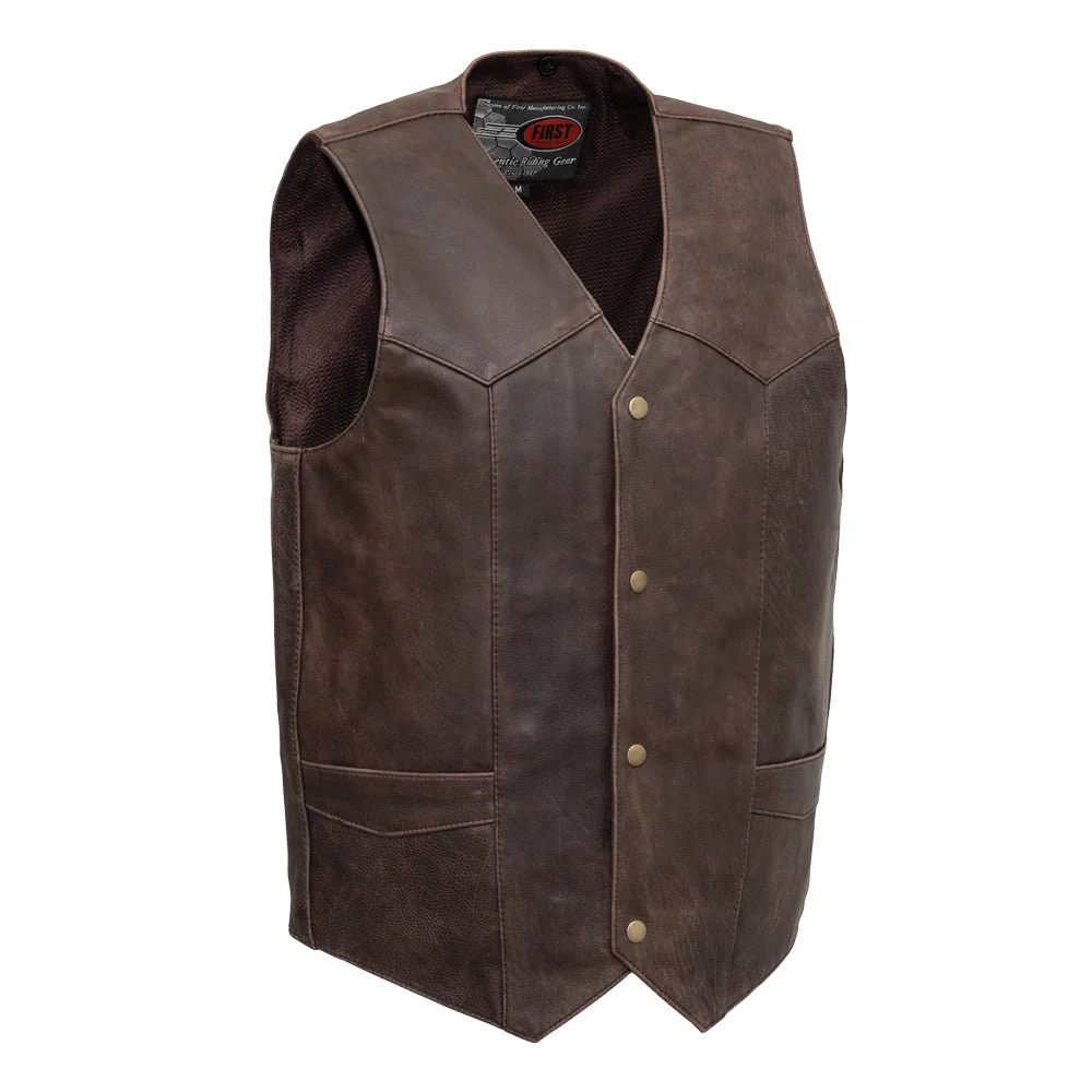 Texan Men's Motorcycle Western Style Leather Vest - Image 7