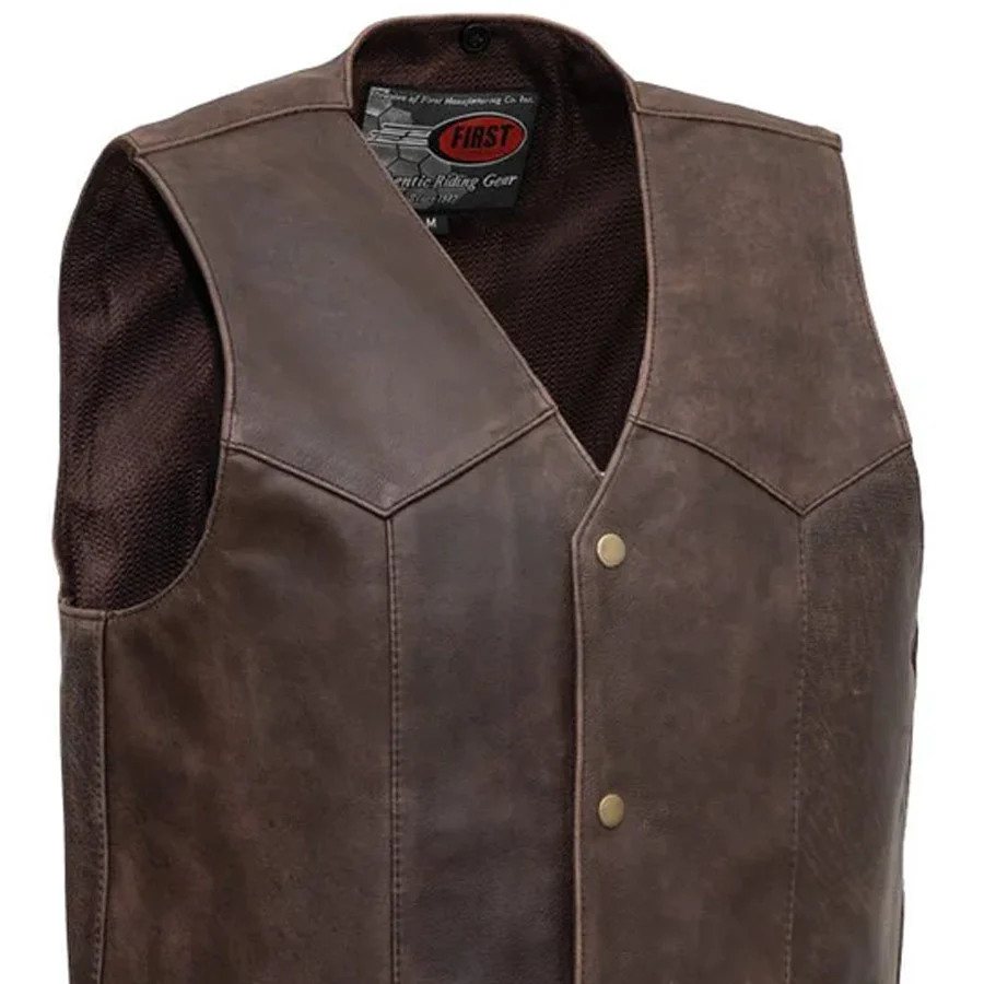 Texan Men's Motorcycle Western Style Leather Vest - Image 9