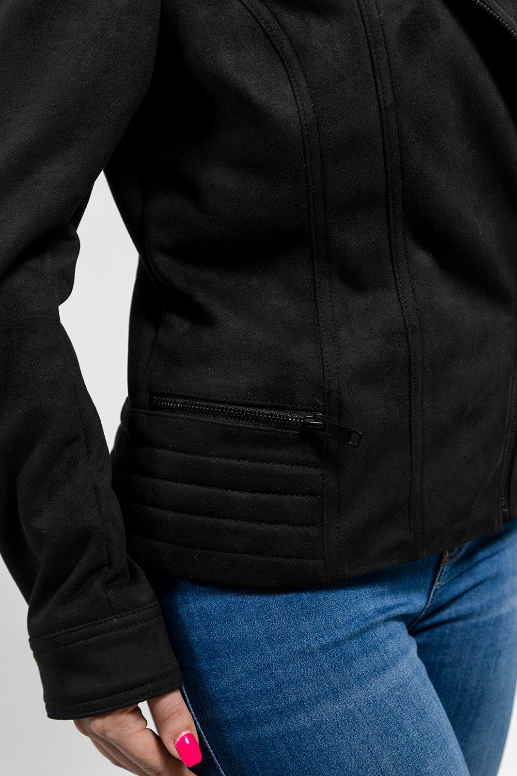 Molly Women's Vegan Faux Leather Jacket (Black) - Image 3