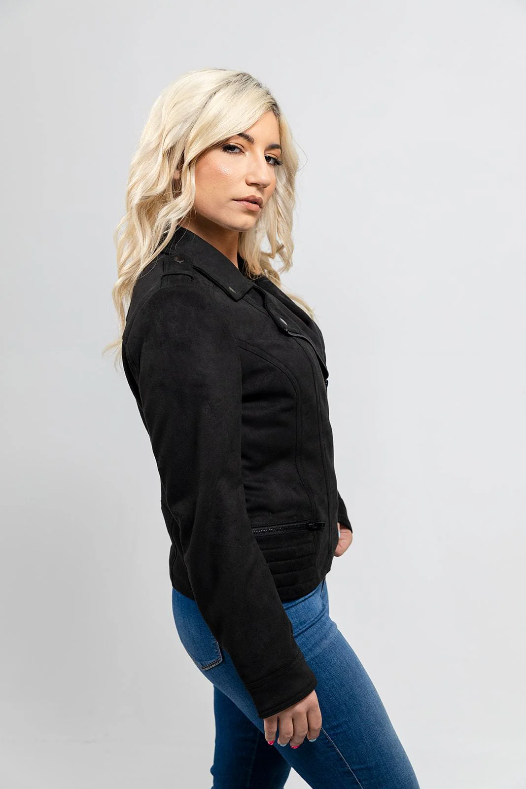 Molly Women's Vegan Faux Leather Jacket (Black) - Image 4