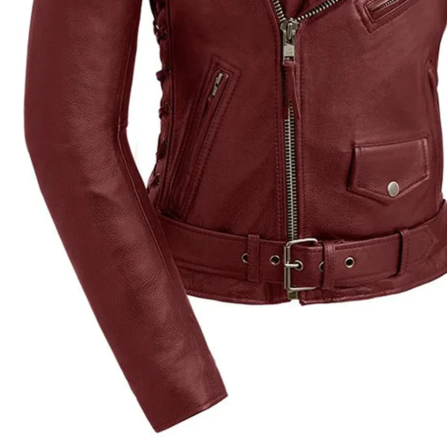Popstar Women's  Motorcycle Leather Jacket - Image 12