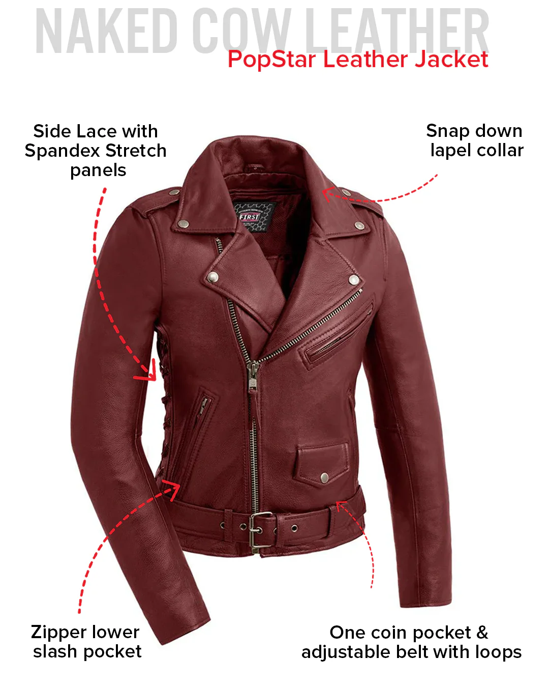 Popstar Women's  Motorcycle Leather Jacket - Image 16