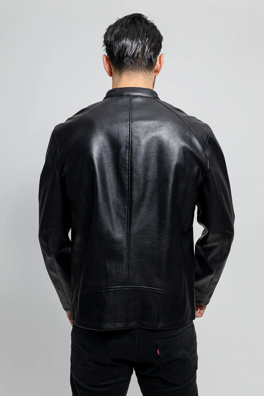 Oliver Men's Vegan Faux/Perforated Leather Jacket - Image 8