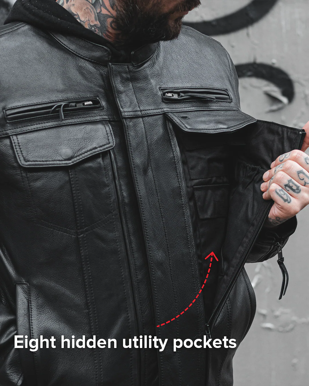 Raider Men's Motorcycle Leather Jacket - Image 22