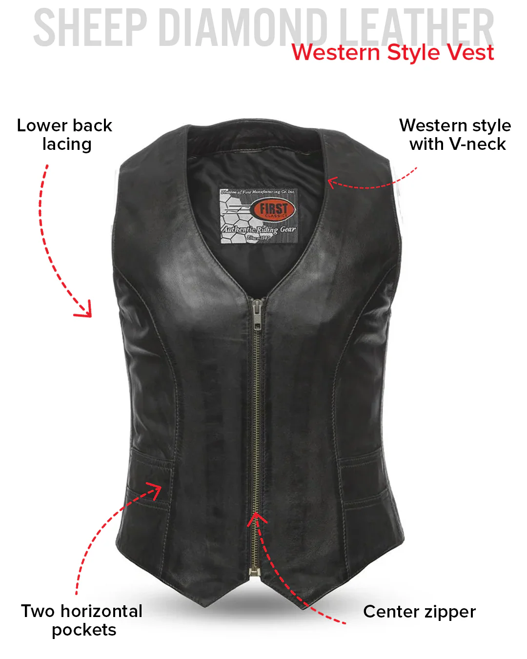 Savannah Women's Western Style Motorcycle Leather Vest - Image 13