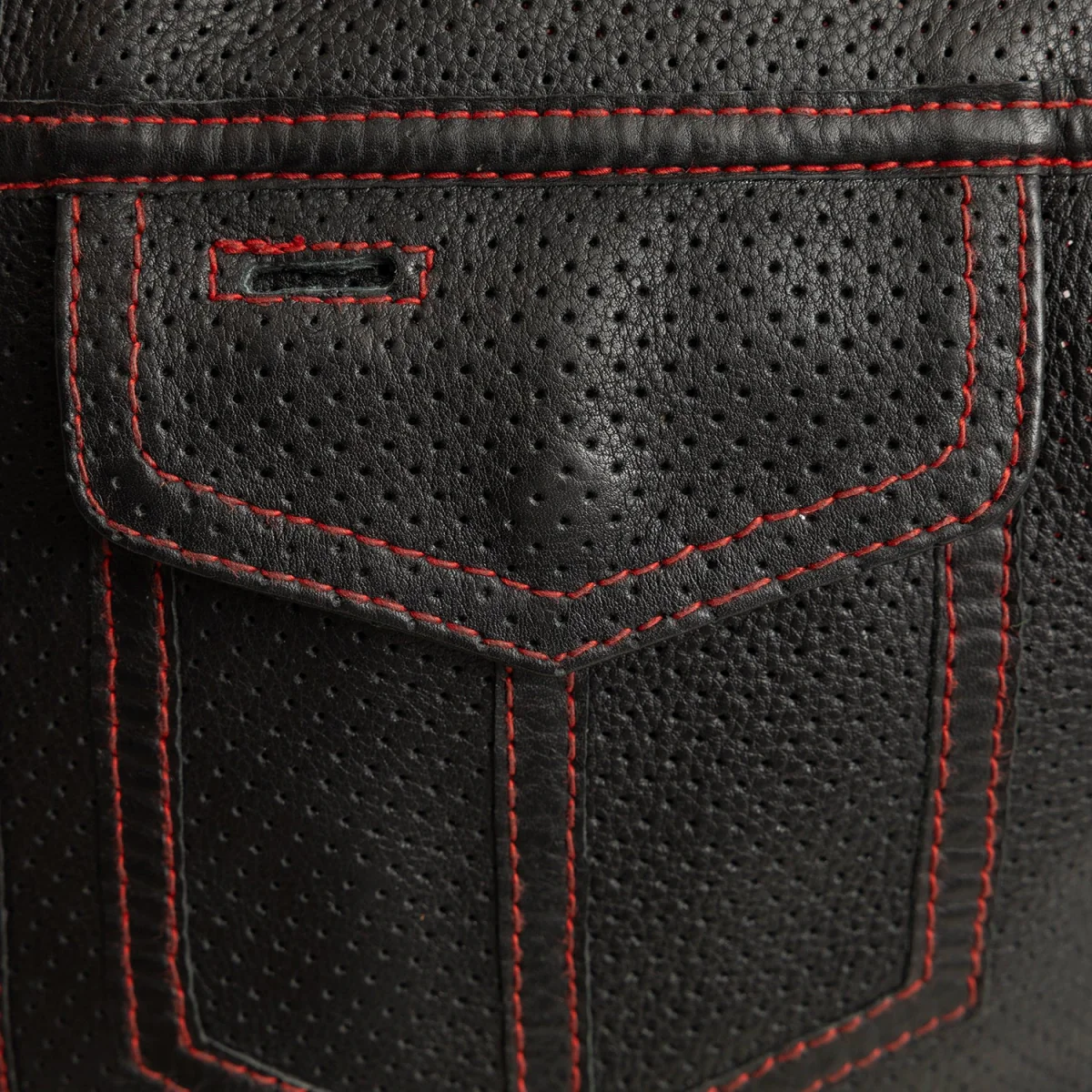 Sharp Shooter Perforated Men's Motorcycle Leather Vest - Image 13