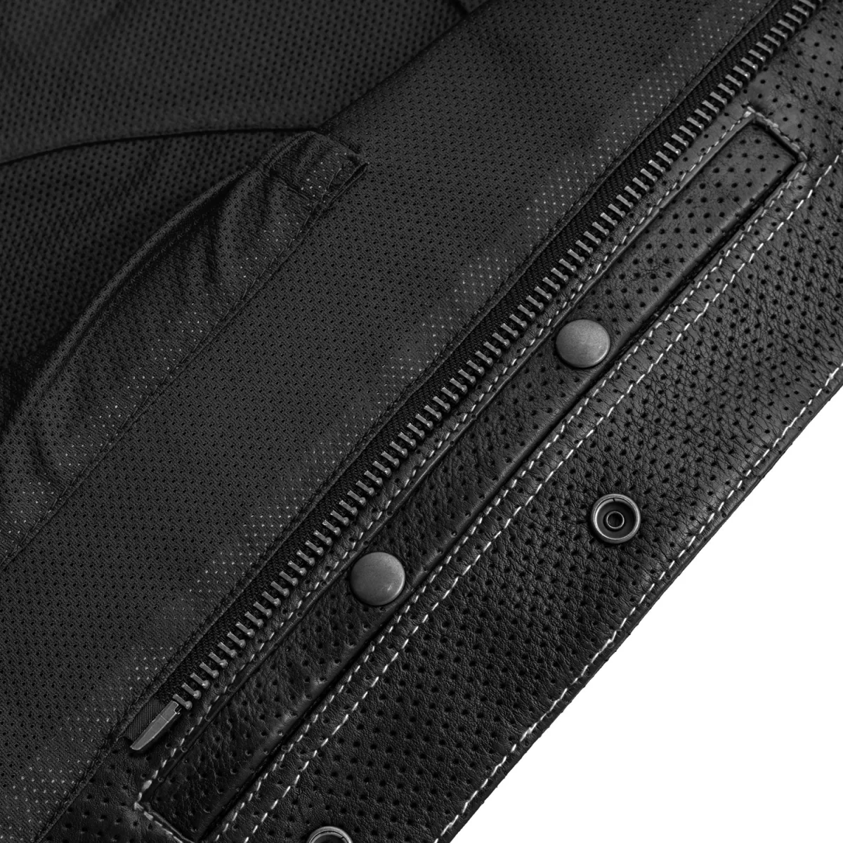 Sharp Shooter Perforated Men's Motorcycle Leather Vest - Image 5