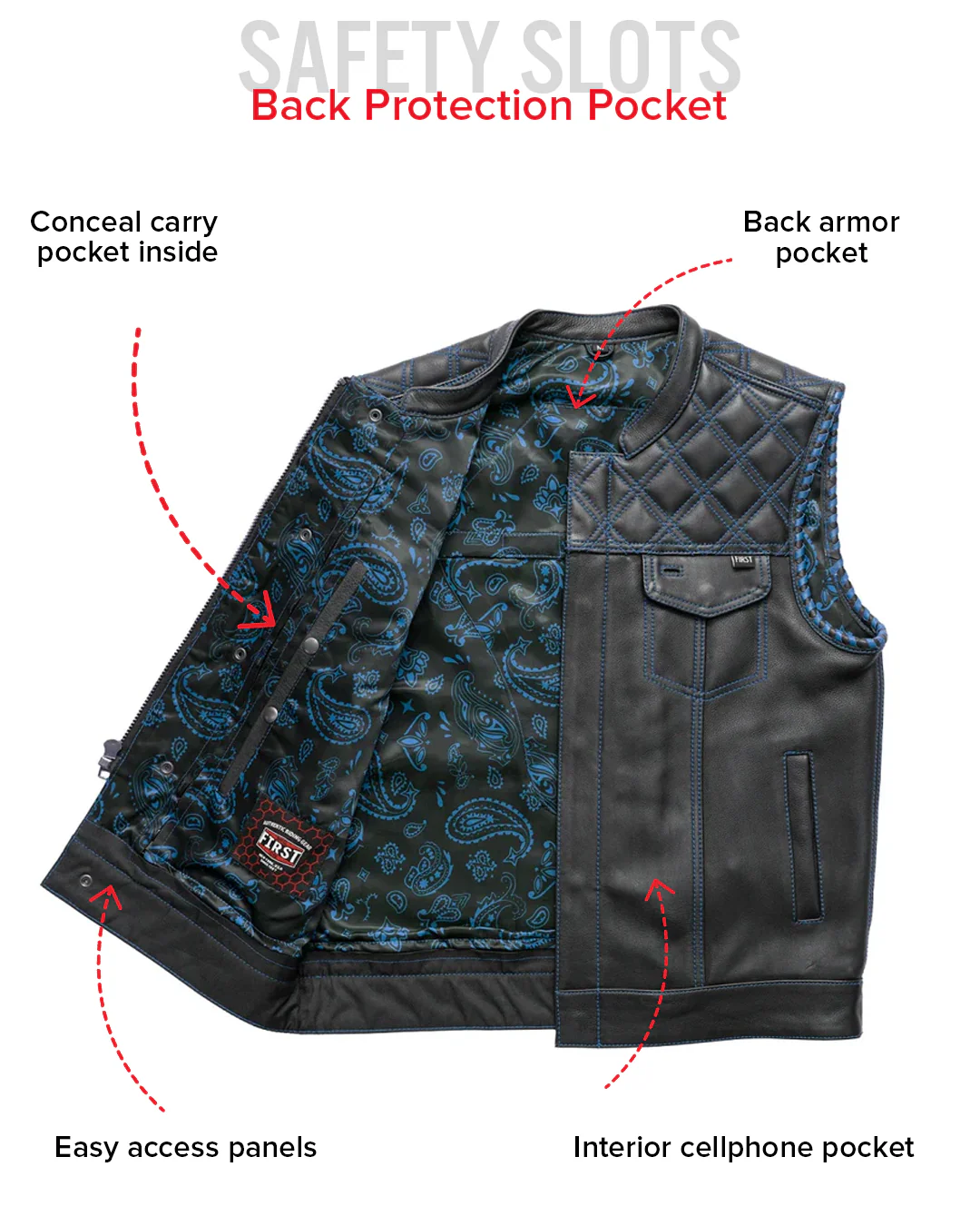 Sinister - Men's Motorcycle Leather Vest - Image 27