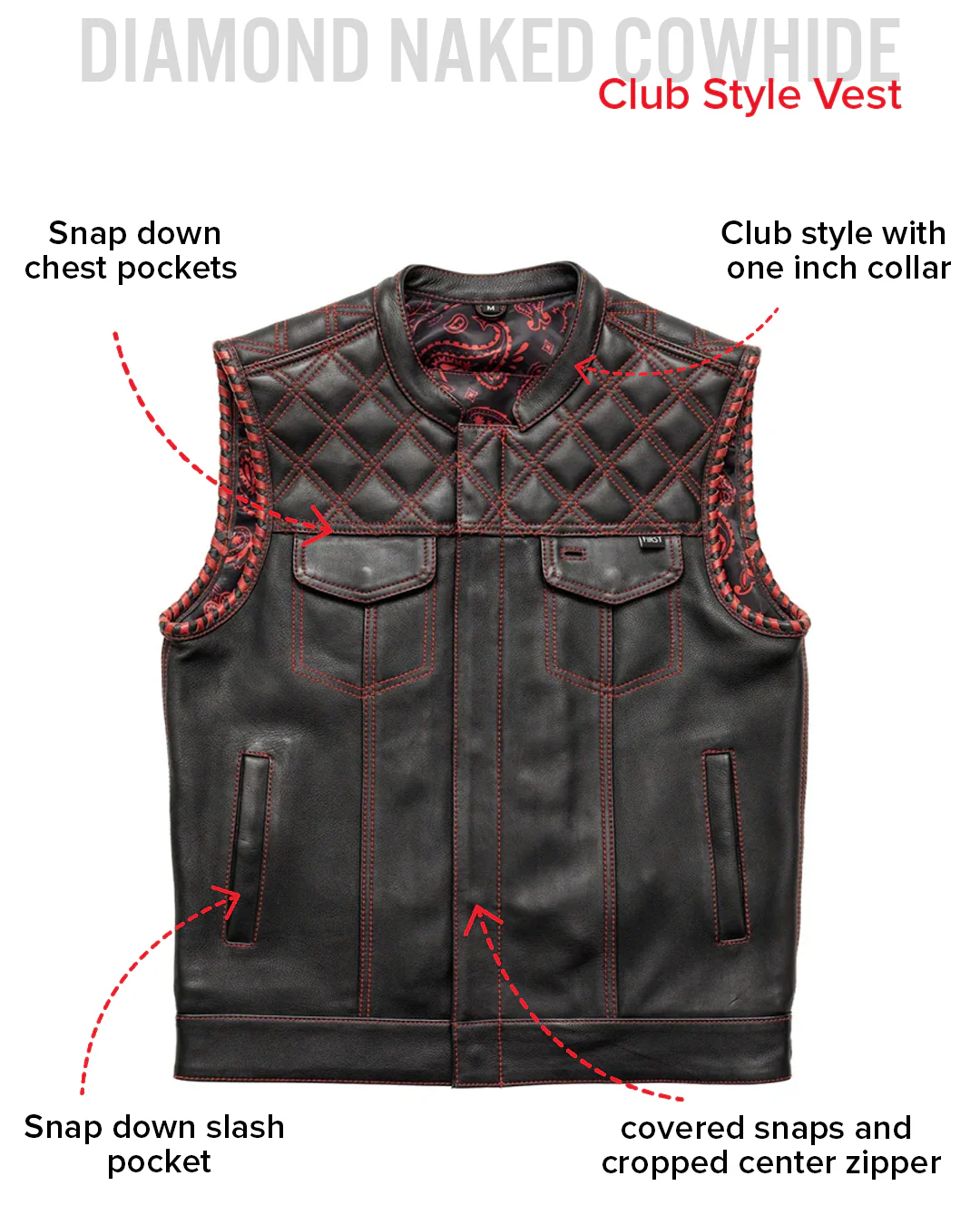 Sinister - Men's Motorcycle Leather Vest - Image 29