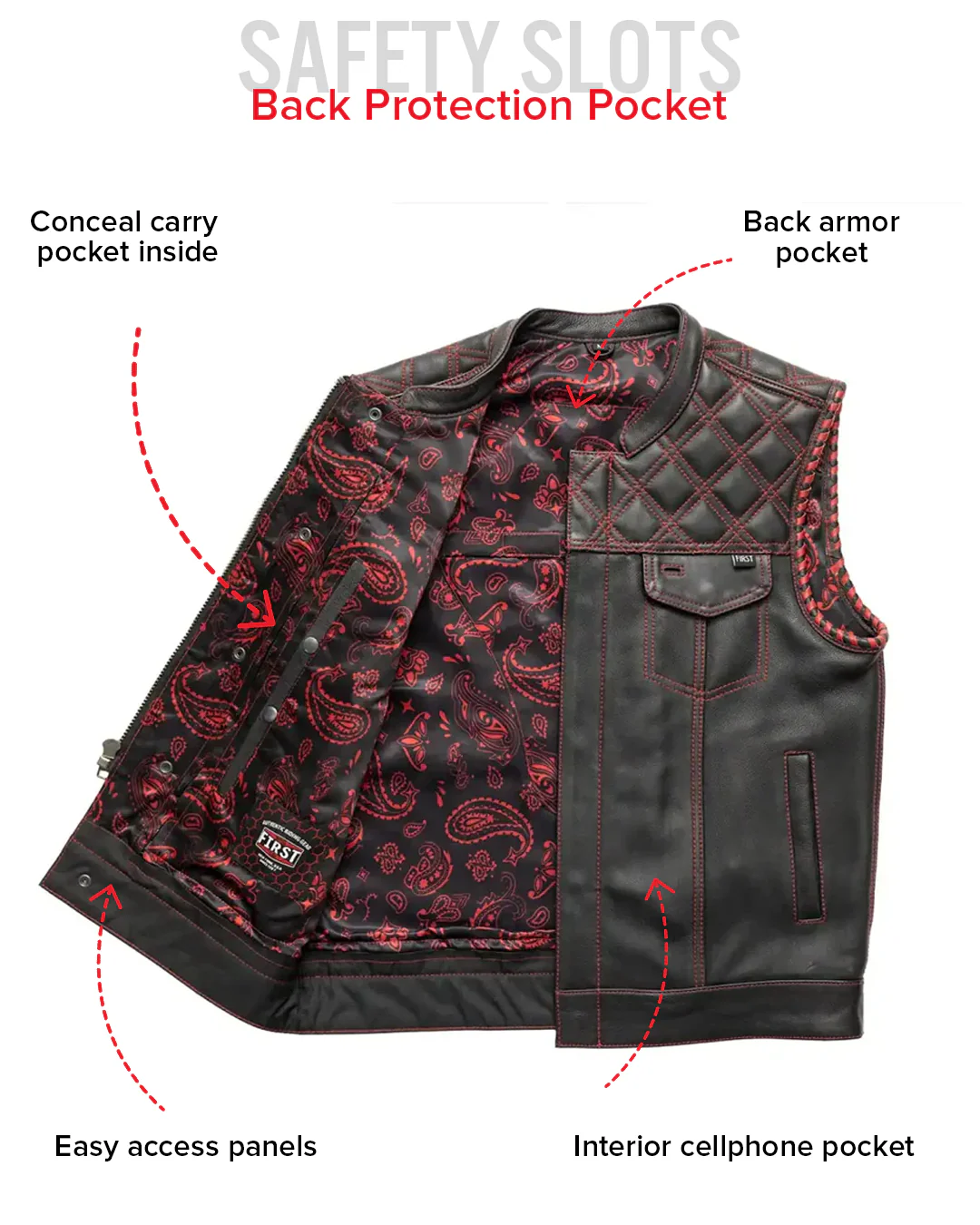 Sinister - Men's Motorcycle Leather Vest - Image 30