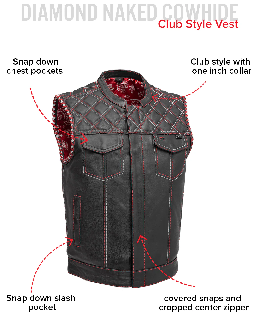 Sinister - Men's Motorcycle Leather Vest - Image 32
