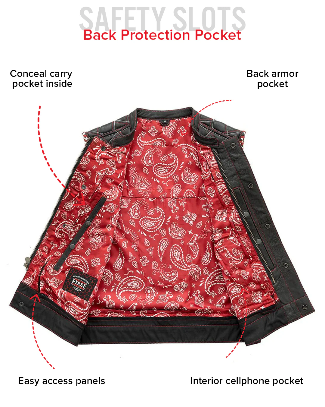 Sinister - Men's Motorcycle Leather Vest - Image 34